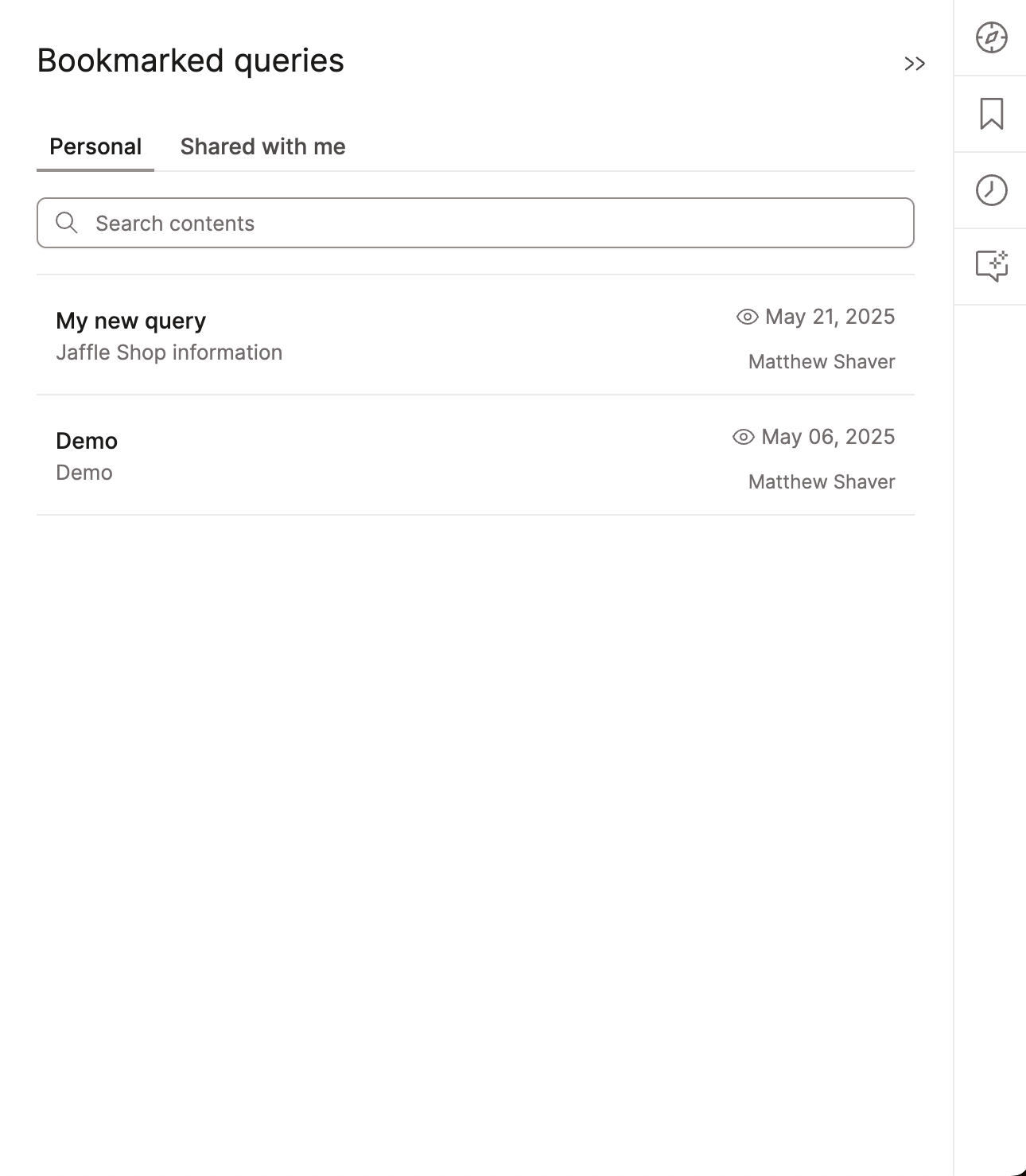 Manage your query bookmarks Manage your query bookmarks